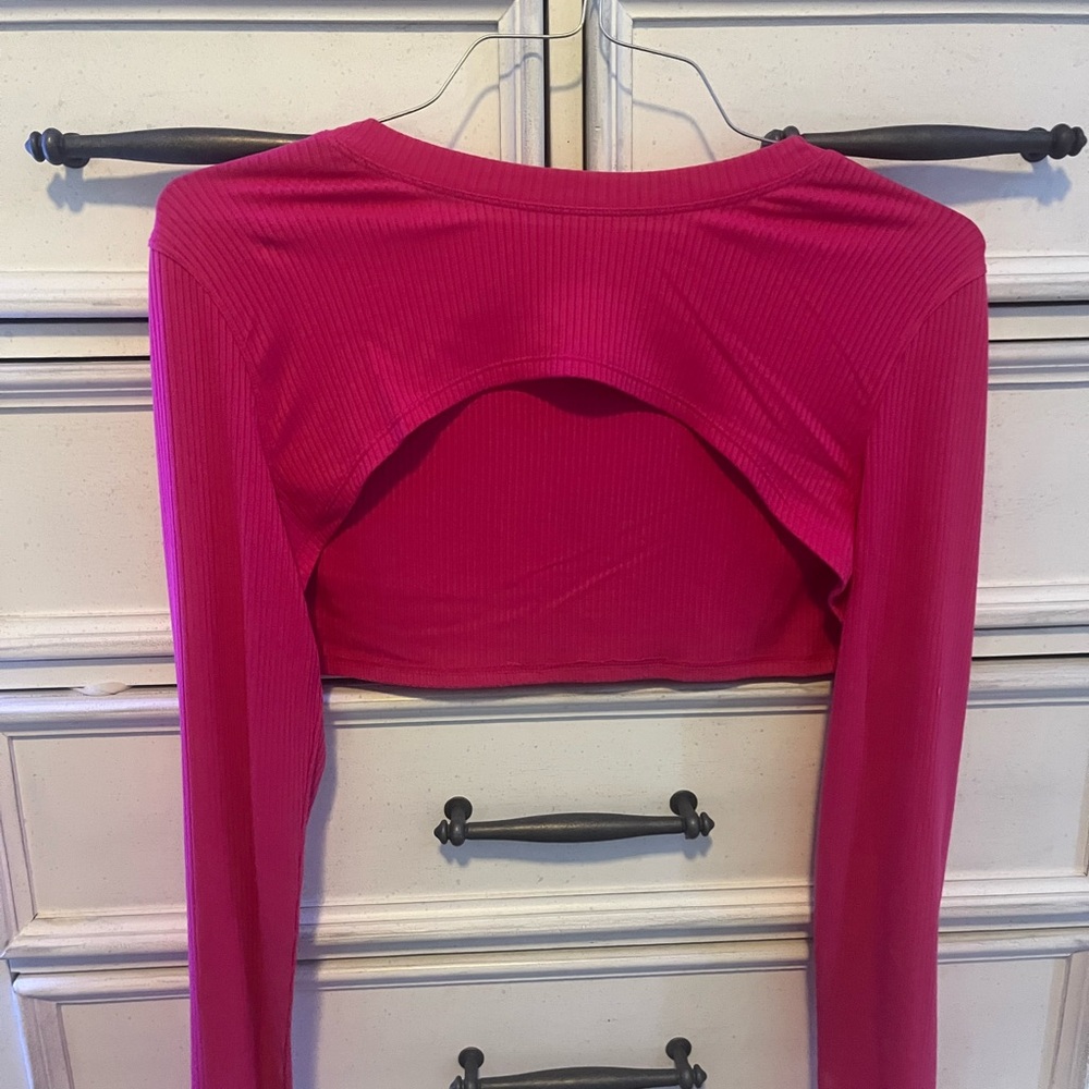 JoyLab Fuchsia Long Sleeve Crop Top